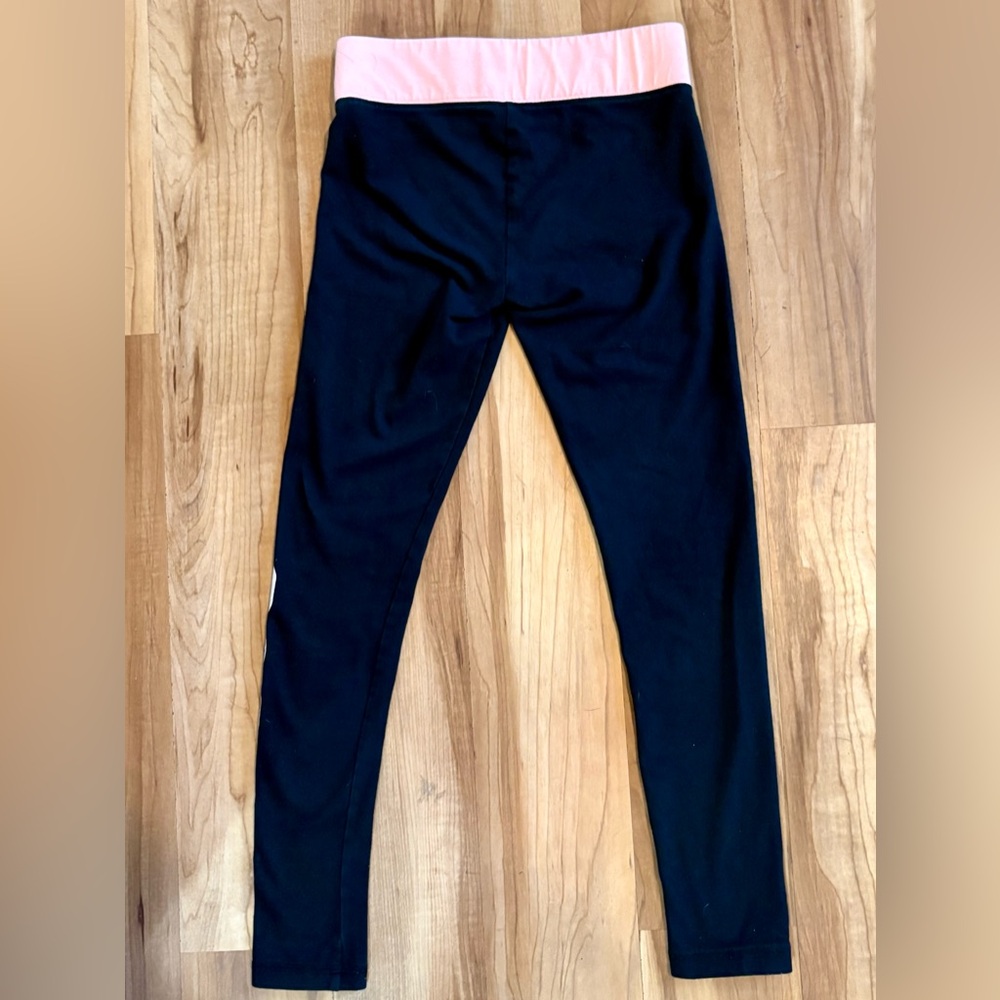 Justice Soccer Leggings, Black with Glitter Decal and Peach Waistband, Size 12 - Picture 3 of 5